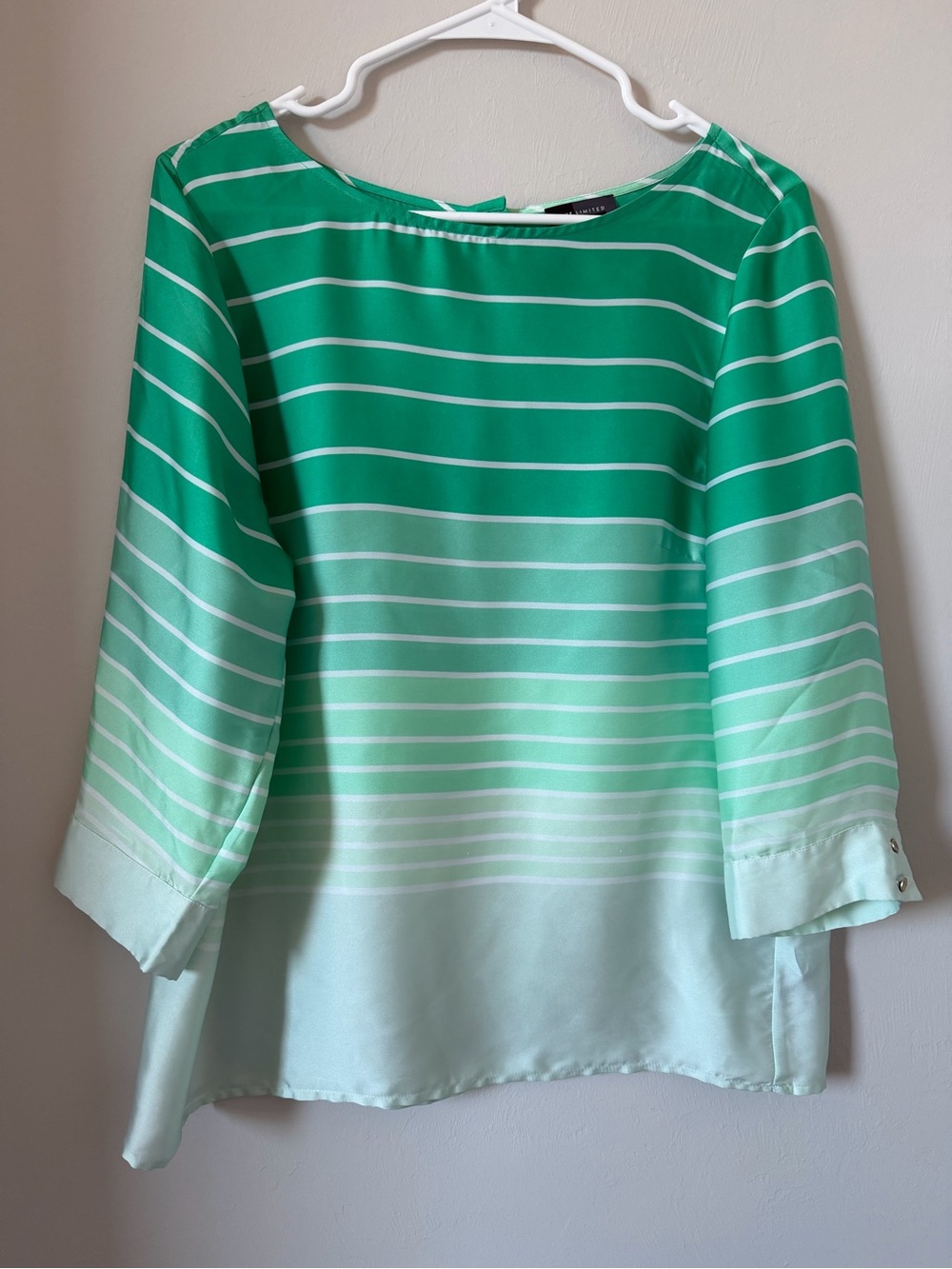 The Limited Green Ombre Striped Boatneck Blouse